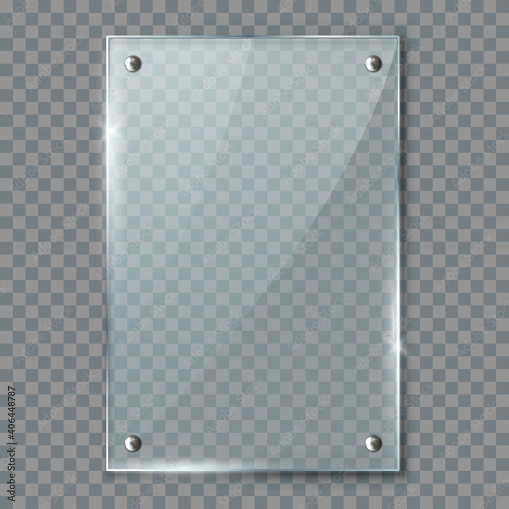 Poster blank poster in 3d realistic glass or plastic frame hanging on wall isolated on transparent backgrou