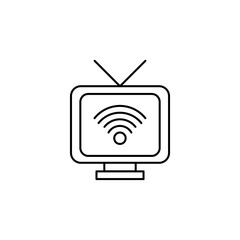 Smart TV network technology illustration icon. Illustration of smart home technology with outline style. Vector