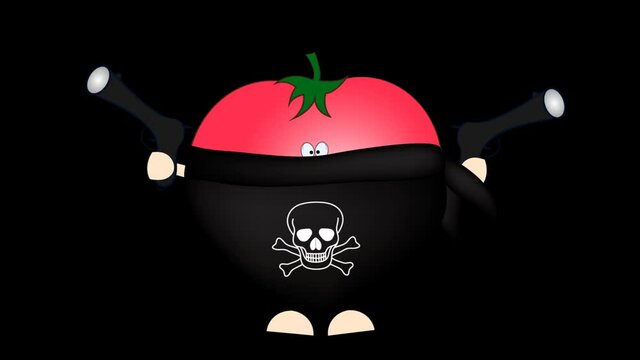 Animated character tomato on a blank background. For the project. Animation for embedding in a video.