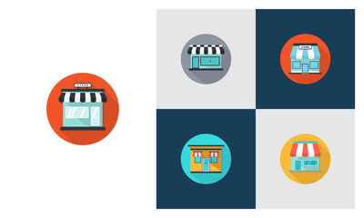 Set of Store flat icon logo design vector template, Online Shop icon concepts, Creative design