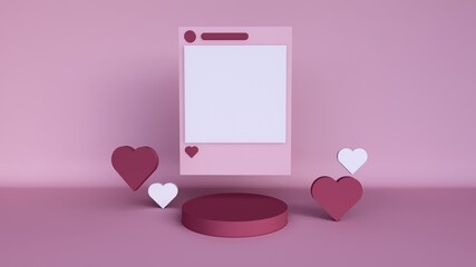 Abstract background, podium scene for product display. valentine day, gift box. 3d rendering