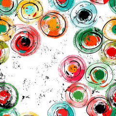 Materiał do szycia seamless circle pattern, abstract background with dots, swirls, paint strokes and splashes