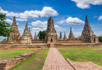 wat chaiwatthanaram temple, ayutthaya, thailand (ayutthaya historical park ) - obrazy, fototapety, plakaty