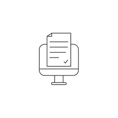 Document icon. Check Mark .Checklist on the computer screen. Vector Illustration