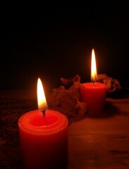candles in the dark with copy space for text
