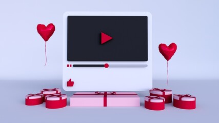 frame video player 3d design or video media player interface. 3d rendering