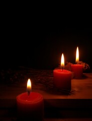 candles in the dark with copy space for text