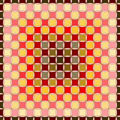 Seamless, Vector Abstract Gradient Image of Red and Yellow Squares with Dark Strokes Along the Path. Application in Design Possible