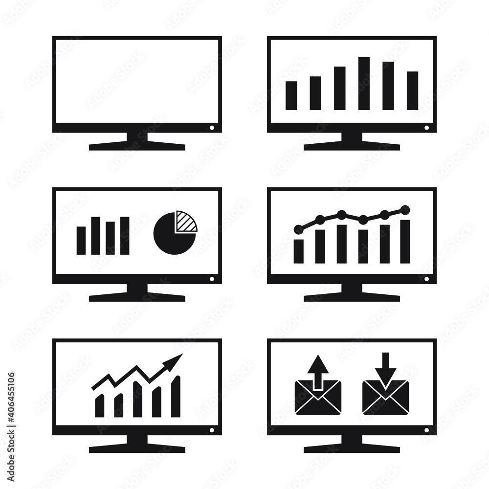 Canvas Prints vector monitor with business graph on the screen icon