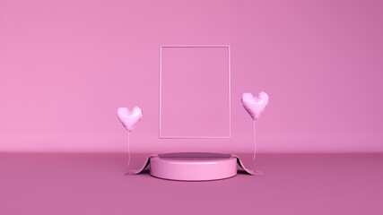 Fototapeta premium Abstract background, podium scene for product display. valentine day, gift box. 3d rendering