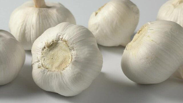  Fresh Chinese garlic bulbs close up