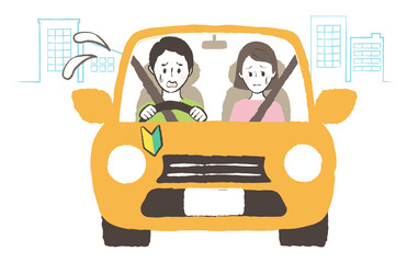 illustration of man driving street