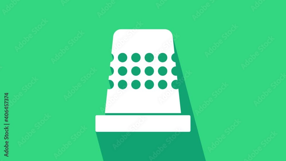 Sticker White Thimble for sewing icon isolated on green background. 4K Video motion graphic animation.