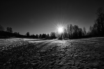 Black and white high contrast with a red filter creates drama in this wild and beautiful snow...
