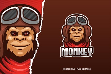 Monkey Pilot E-sport Logo Template