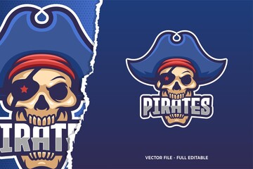 Blue Pirate E-sport Logo Template