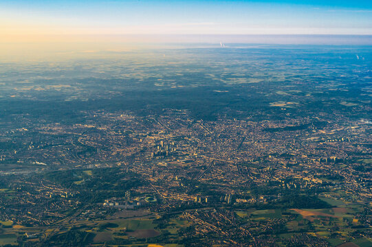 Aerial view of the area around Brussels, Belgium