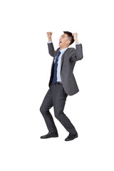 Portrait of a young business man cheering