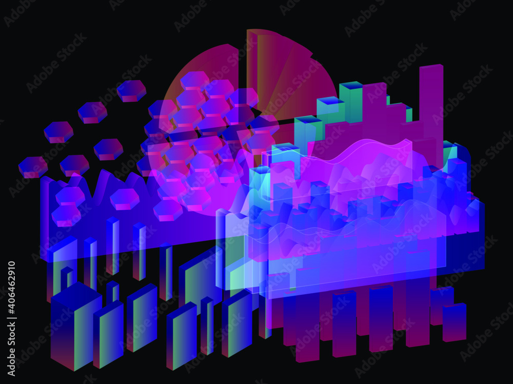 Leinwandbilder Data visualization and statistics concept. Abstract mathematical graphs and charts.