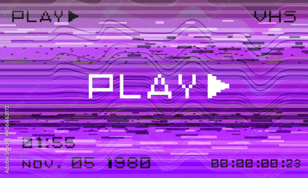 Poster retro background like in old video tape rewind or no signal tv screen. back to the 80's-90's style.