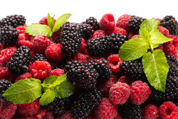 Raspberry, blackberry and mint leaf