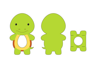 Cute die cut turtle chocolate egg holder template. Retail paper box for the easter egg. Printable color scheme. Laser cutting vector template. Isolated vector packaging design illustration.