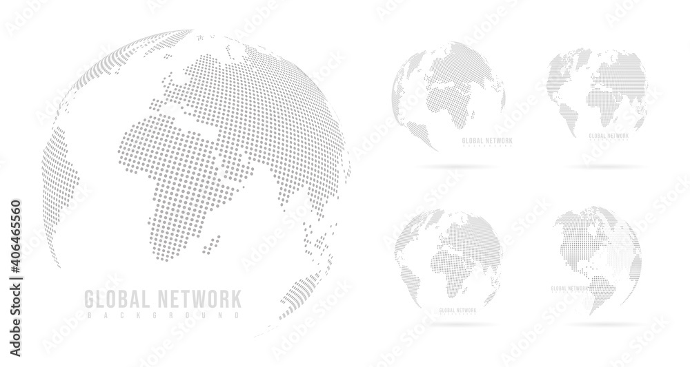 Wall mural abstract mash line and point scales on white background with global. wire frame 3d mesh polygonal ne