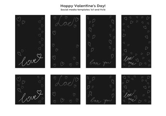 Love Valentine's day social media hand-drawn template. Editable square post frame with copy space. hand drawn simple minimalist design, trending doodle line
