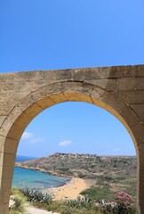 Fototapeta na wymiar Holiday in Ramla Bay of Gozo Island, Malta