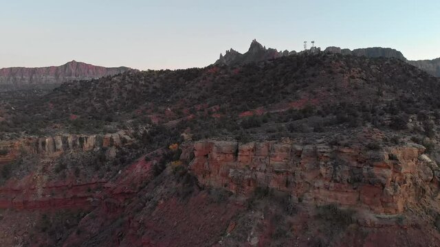 Aerial of Mesa in Utah Desert at Dusk