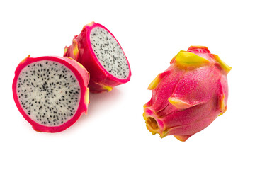 Sweet tasty dragon fruit or pitaya isolated on white.