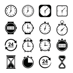 Time and clock icons. Clocks icon collection design. Vector linear icon set illustration.