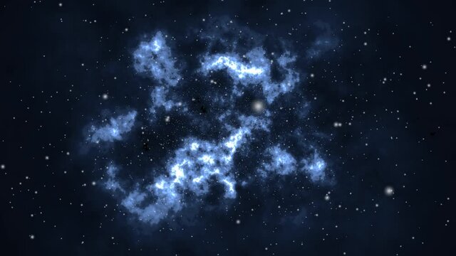 nebula clouds in the universe moving bluish in color.