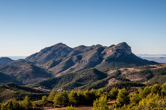 Mountain range, in the Spanish province of Alicante, on a sunny and cool winter day.