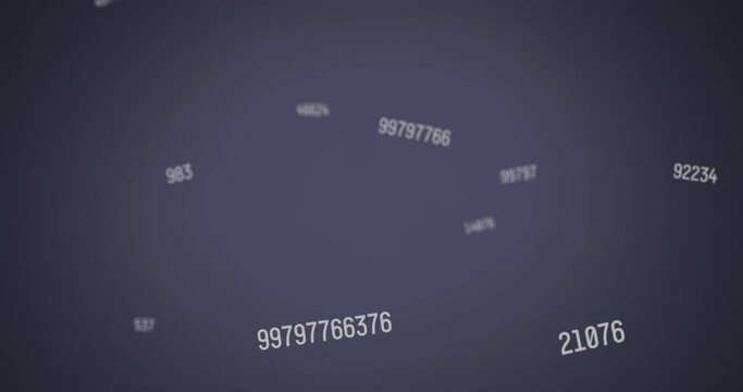 Digital animation of multiple changing numbers falling against blue gradient background