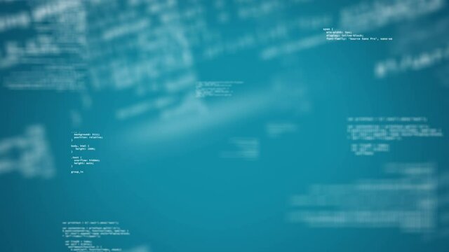 Animation of data processing and moving on blue background