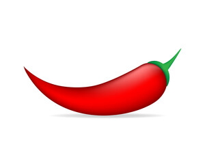 Realistic icon with red pepper on white background. Vector logo illustration. Realistic vector design.