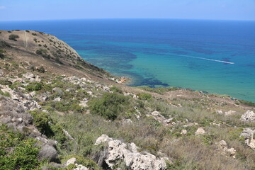 Fototapeta na wymiar Landscape around Ramla Bay on Gozo Island, Malta