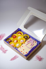 sweet, colorful, glossy candies and handmade chocolates