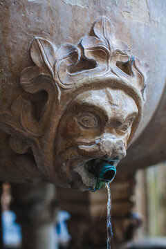 old fountain with face of a lion