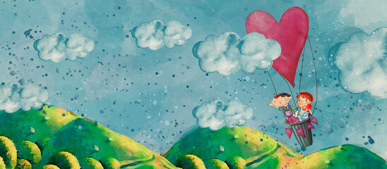 Happy St. Valentines day. Watercolor greeting card. Love concept.