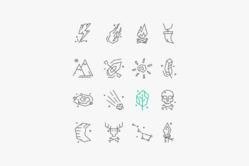 set of vector icons of ancient life
