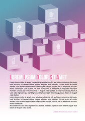 Brochure, flyer, poster vector template background with cubes