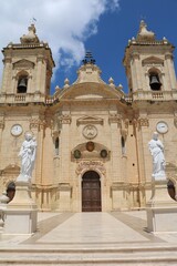 Fototapeta na wymiar Way to Basilica of the Nativity of the Blessed Virgin Mary in Xagħra on Gozo