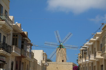 Ta’-Kola Windmill in the town of Xagħra, Gozo Malta