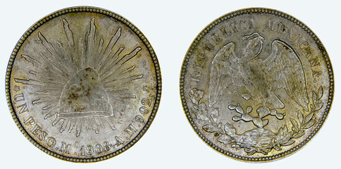 1 PESO 1908 Mo AM
República Mexicana 
Peso Fuerte / Porfiriano
México