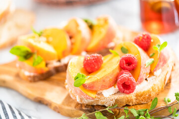 Peach ricotta toast