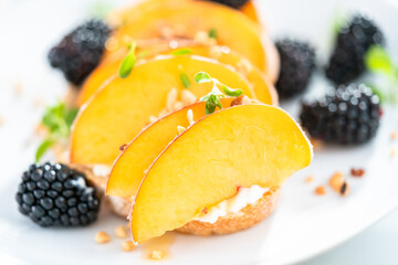 Peach ricotta toast