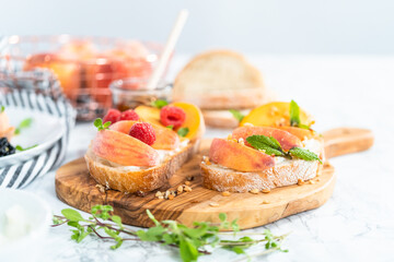 Peach ricotta toast