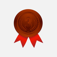 Realistic honor badges bronze medal design vector